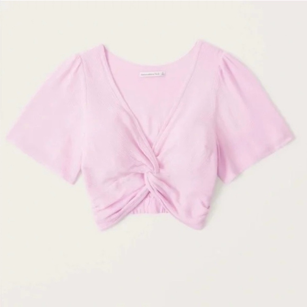 Abercrombie & Fitch Soft Pink Knotted Crop Top